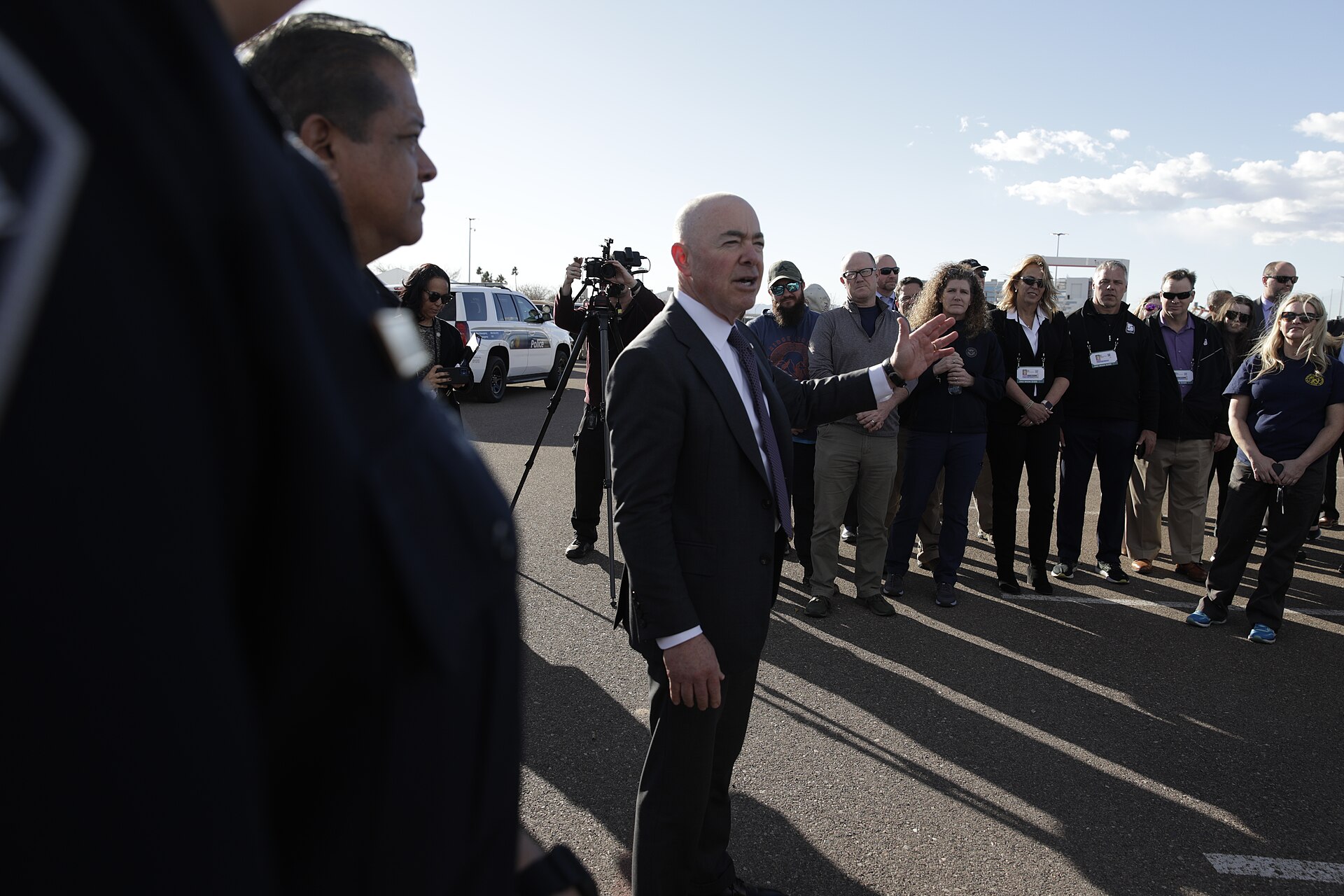 U.S. Department of Homeland Security Secretary Alejandro N. Mayorkas visits with U.S. Customs and Border Protection officers and fellow DHS employees…