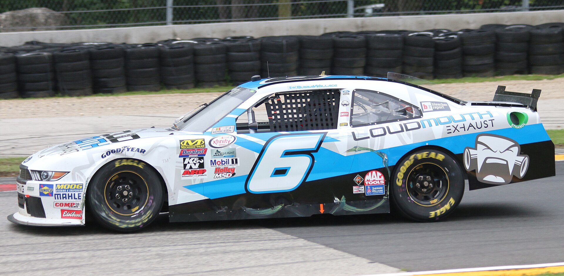 The Ford Mustang of Darrell "Bubba" Wallace Jr. at the NASCAR Xfinity Series Road America 180.